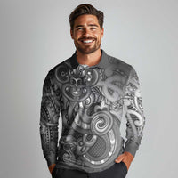 Aotearoa Maori Hei Tiki Long Sleeve Polo Shirt Kiwikiwi Kowhaiwhai Puhoro Motif LT9 - Polynesian Pride