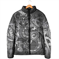 Aotearoa Maori Hei Tiki Padded Jacket Kiwikiwi Kowhaiwhai Puhoro Motif