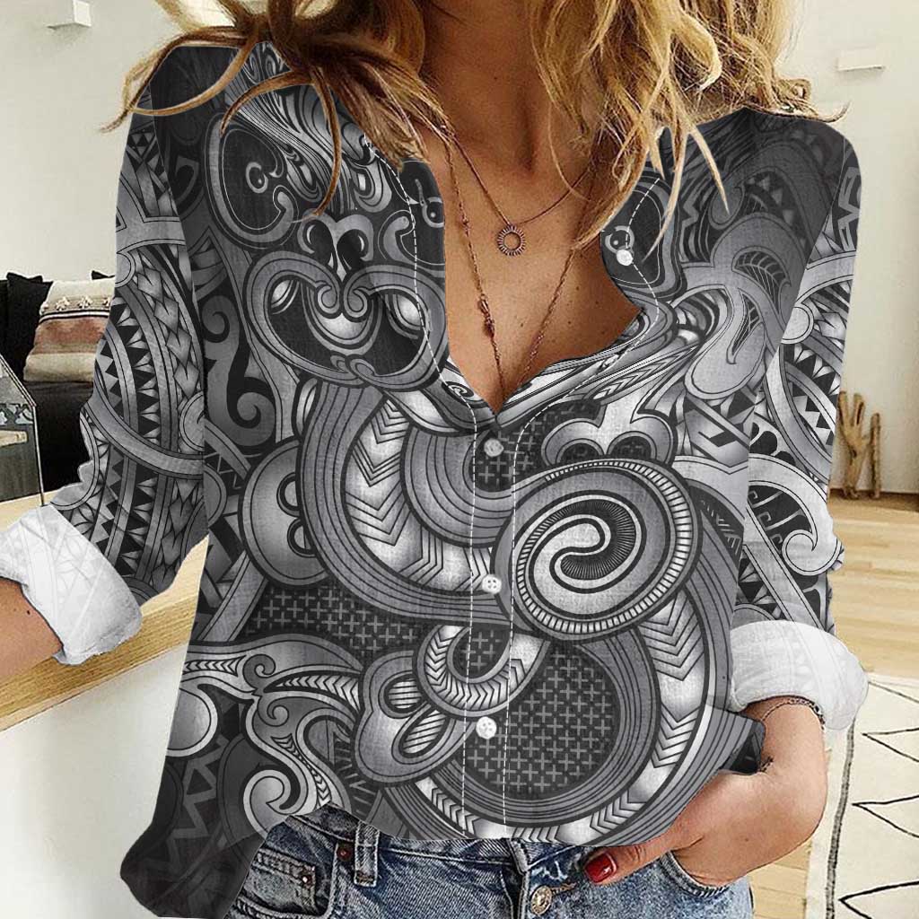 Aotearoa Maori Hei Tiki Women Casual Shirt Kiwikiwi Kowhaiwhai Puhoro Motif