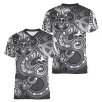 Aotearoa Maori Hei Tiki Women V-Neck T-Shirt Kiwikiwi Kowhaiwhai Puhoro Motif LT9 - Polynesian Pride