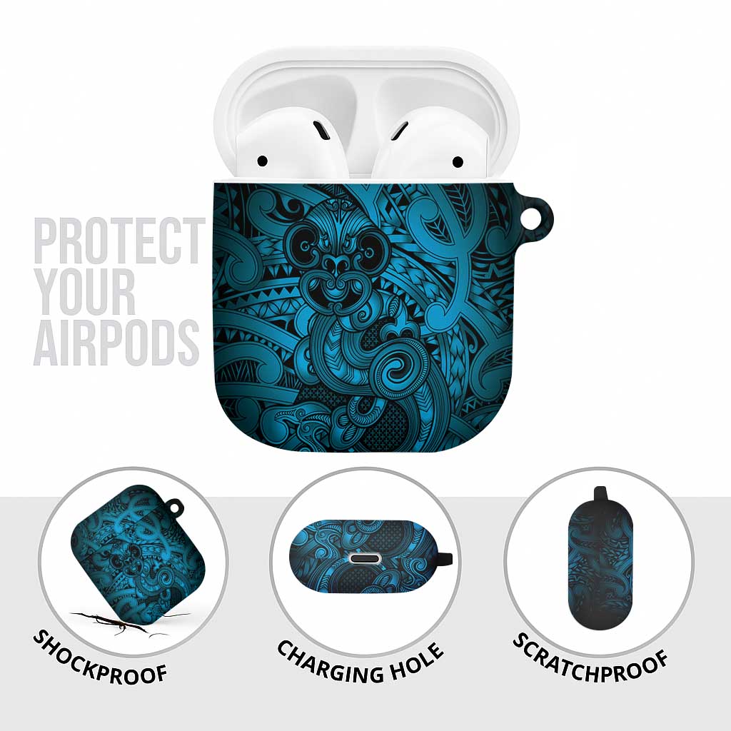Aotearoa Maori Hei Tiki AirPods Case Kikorangi Kowhaiwhai Puhoro Motif