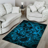 Aotearoa Maori Hei Tiki Area Rug Kikorangi Kowhaiwhai Puhoro Motif