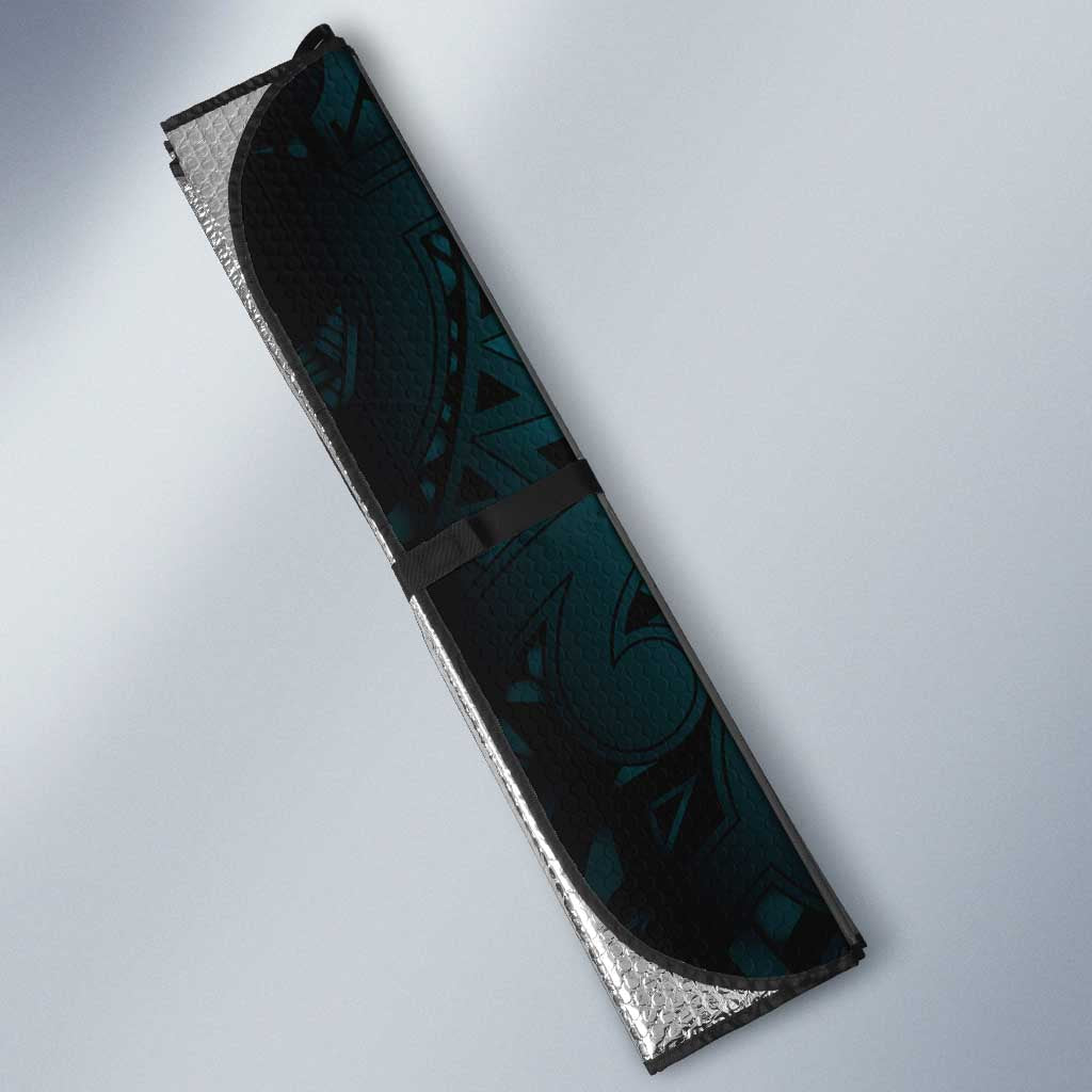 Aotearoa Maori Hei Tiki Auto Sun Shade Kikorangi Kowhaiwhai Puhoro Motif