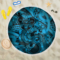 Aotearoa Maori Hei Tiki Beach Blanket Kikorangi Kowhaiwhai Puhoro Motif