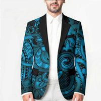 Aotearoa Maori Hei Tiki Blazer Kikorangi Kowhaiwhai Puhoro Motif