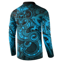 Aotearoa Maori Hei Tiki Button Sweatshirt Kikorangi Kowhaiwhai Puhoro Motif