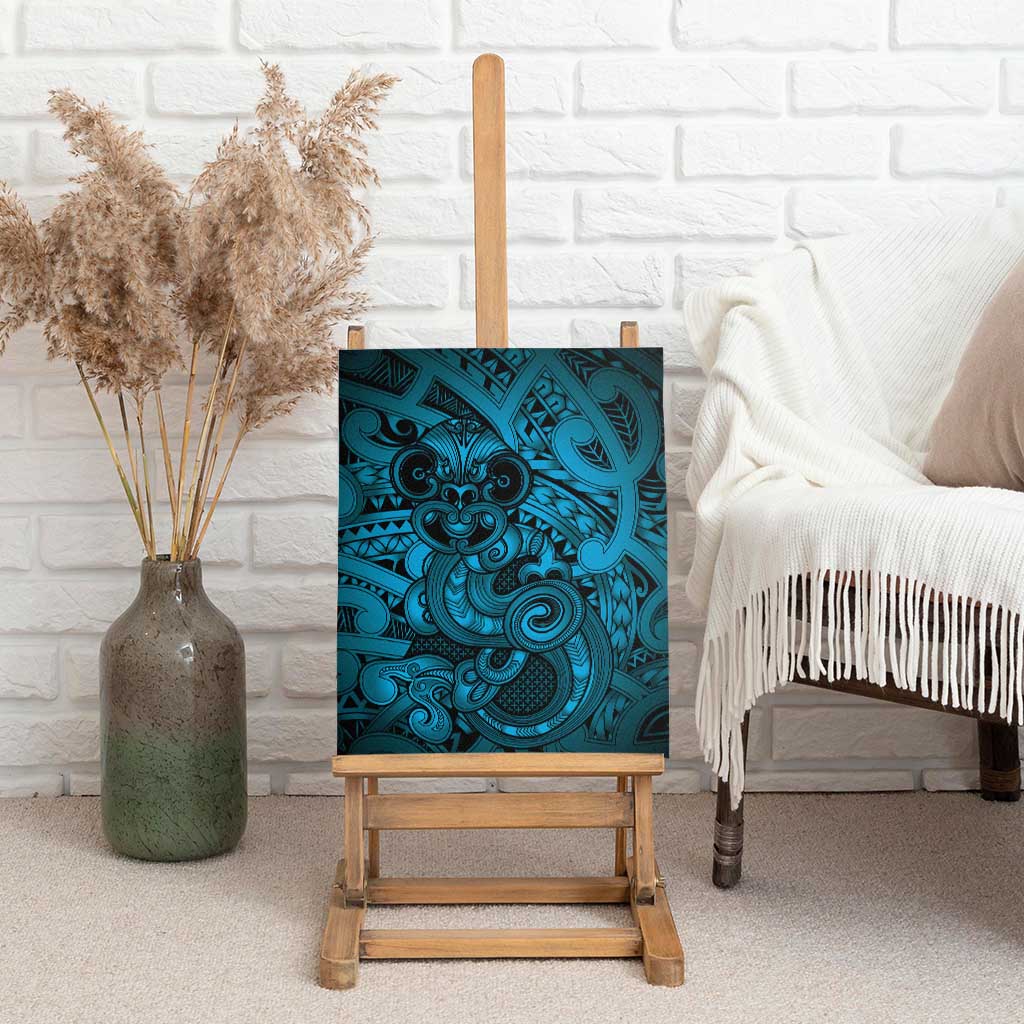 Aotearoa Maori Hei Tiki Canvas Wall Art Kikorangi Kowhaiwhai Puhoro Motif