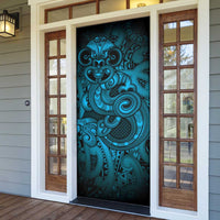 Aotearoa Maori Hei Tiki Door Cover Kikorangi Kowhaiwhai Puhoro Motif