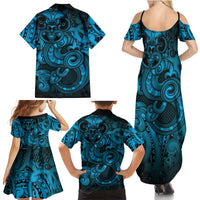 Aotearoa Maori Hei Tiki Family Matching Summer Maxi Dress and Hawaiian Shirt Kikorangi Kowhaiwhai Puhoro Motif LT9 - Polynesian Pride