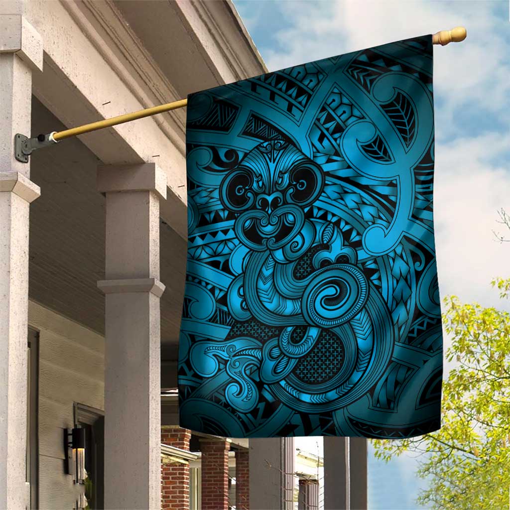 Aotearoa Maori Hei Tiki Garden Flag Kikorangi Kowhaiwhai Puhoro Motif