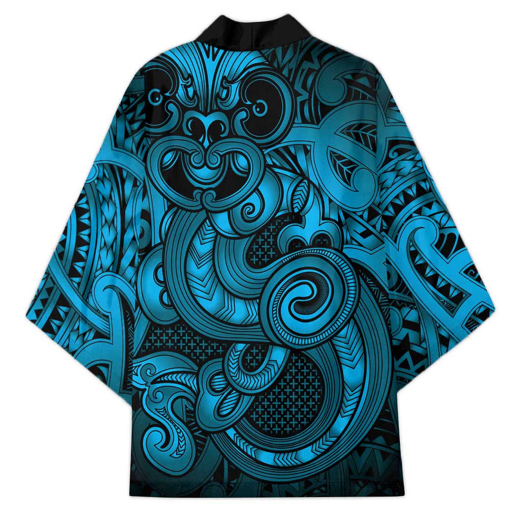 Aotearoa Maori Hei Tiki Kimono Kikorangi Kowhaiwhai Puhoro Motif