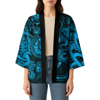 Aotearoa Maori Hei Tiki Kimono Kikorangi Kowhaiwhai Puhoro Motif