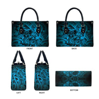 Aotearoa Maori Hei Tiki Leather Bag Kikorangi Kowhaiwhai Puhoro Motif