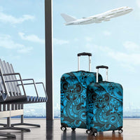 Aotearoa Maori Hei Tiki Luggage Cover Kikorangi Kowhaiwhai Puhoro Motif