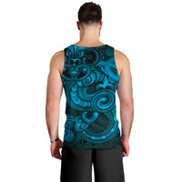 Aotearoa Maori Hei Tiki Men Tank Top Kikorangi Kowhaiwhai Puhoro Motif