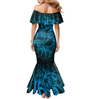 Aotearoa Maori Hei Tiki Mermaid Dress Kikorangi Kowhaiwhai Puhoro Motif LT9 - Polynesian Pride