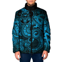 Aotearoa Maori Hei Tiki Padded Jacket Kikorangi Kowhaiwhai Puhoro Motif LT9 Men Blue - Polynesian Pride
