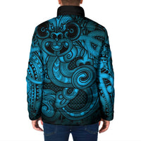Aotearoa Maori Hei Tiki Padded Jacket Kikorangi Kowhaiwhai Puhoro Motif LT9 - Polynesian Pride