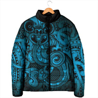 Aotearoa Maori Hei Tiki Padded Jacket Kikorangi Kowhaiwhai Puhoro Motif LT9 - Polynesian Pride