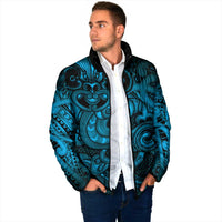 Aotearoa Maori Hei Tiki Padded Jacket Kikorangi Kowhaiwhai Puhoro Motif LT9 - Polynesian Pride