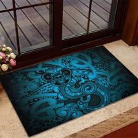 Aotearoa Maori Hei Tiki Rubber Doormat Kikorangi Kowhaiwhai Puhoro Motif