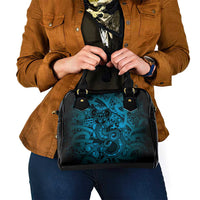 Aotearoa Maori Hei Tiki Shoulder Handbag Kikorangi Kowhaiwhai Puhoro Motif
