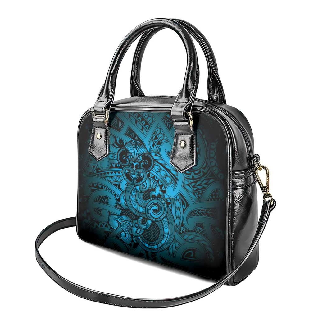 Aotearoa Maori Hei Tiki Shoulder Handbag Kikorangi Kowhaiwhai Puhoro Motif