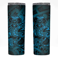 Aotearoa Maori Hei Tiki Skinny Tumbler Kikorangi Kowhaiwhai Puhoro Motif LT9 Blue - Polynesian Pride