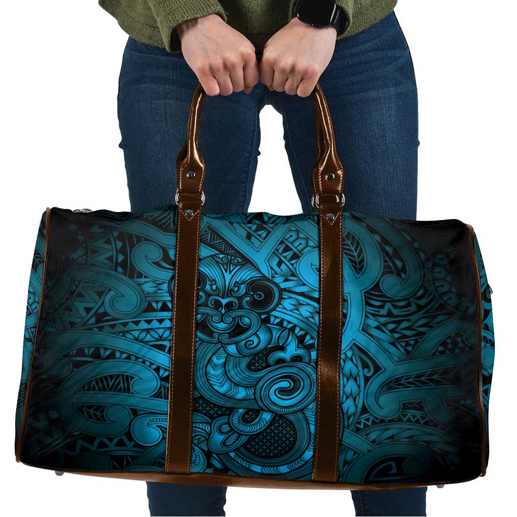 Aotearoa Maori Hei Tiki Travel Bag Kikorangi Kowhaiwhai Puhoro Motif