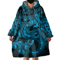Aotearoa Maori Hei Tiki Wearable Blanket Hoodie Kikorangi Kowhaiwhai Puhoro Motif LT9 - Polynesian Pride