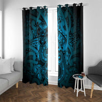 Aotearoa Maori Hei Tiki Window Curtain Kikorangi Kowhaiwhai Puhoro Motif