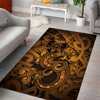 Aotearoa Maori Hei Tiki Area Rug Koura Kowhaiwhai Puhoro Motif