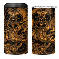 Aotearoa Maori Hei Tiki 4 in 1 Can Cooler Tumbler Koura Kowhaiwhai Puhoro Motif LT9 One Size: 16 oz Gold - Polynesian Pride