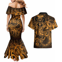 Aotearoa Maori Hei Tiki Couples Matching Mermaid Dress and Hawaiian Shirt Koura Kowhaiwhai Puhoro Motif LT9 - Polynesian Pride