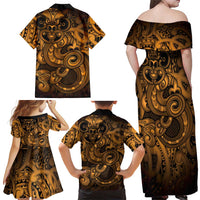 Aotearoa Maori Hei Tiki Family Matching Off Shoulder Maxi Dress and Hawaiian Shirt Koura Kowhaiwhai Puhoro Motif LT9 - Polynesian Pride