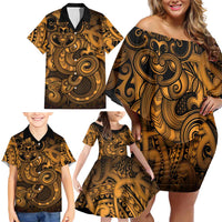 Aotearoa Maori Hei Tiki Family Matching Off Shoulder Short Dress and Hawaiian Shirt Koura Kowhaiwhai Puhoro Motif LT9 - Polynesian Pride
