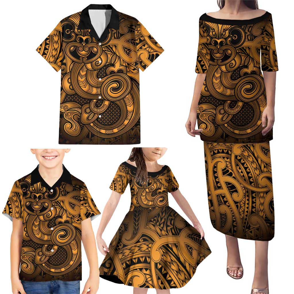 Aotearoa Maori Hei Tiki Family Matching Puletasi and Hawaiian Shirt Koura Kowhaiwhai Puhoro Motif LT9 - Polynesian Pride
