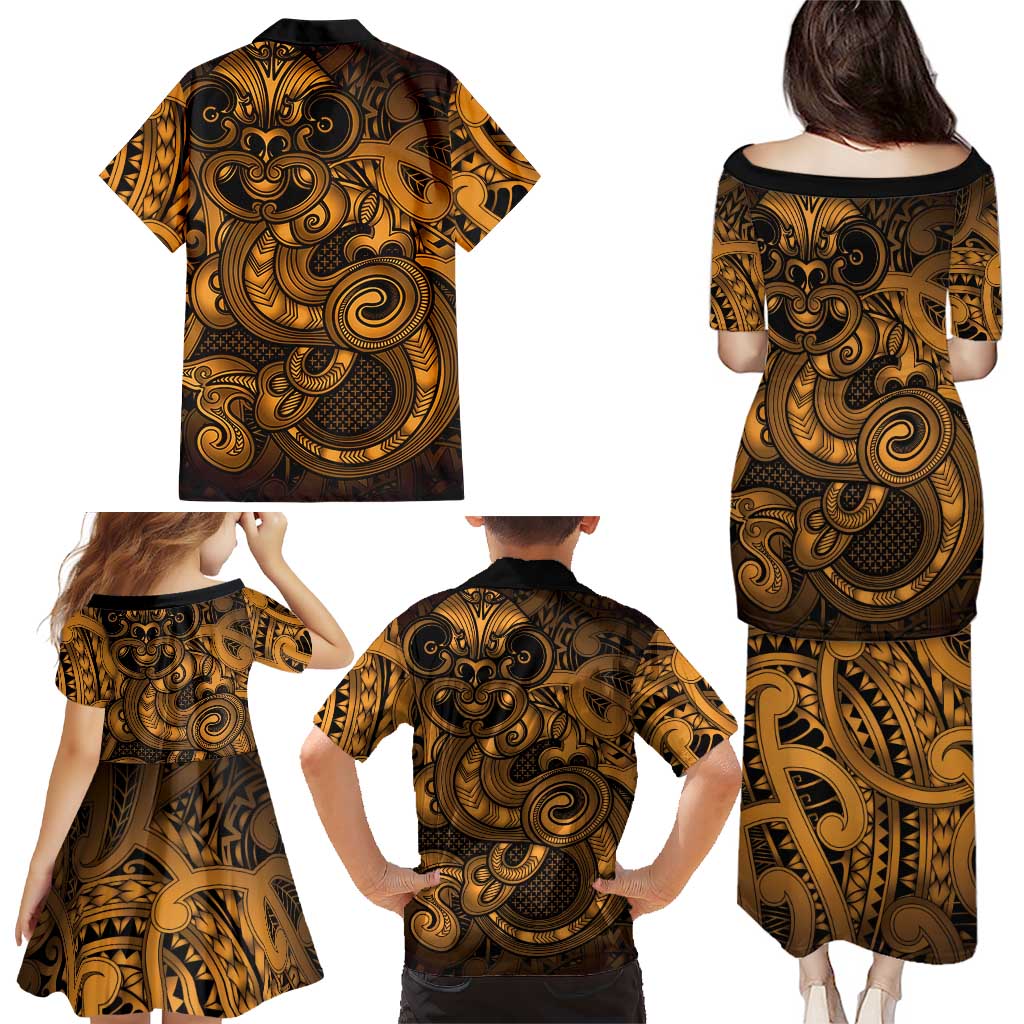 Aotearoa Maori Hei Tiki Family Matching Puletasi and Hawaiian Shirt Koura Kowhaiwhai Puhoro Motif LT9 - Polynesian Pride