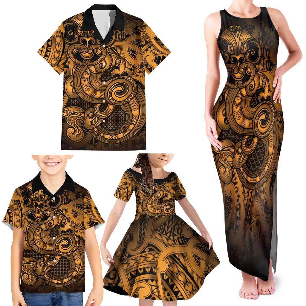 Aotearoa Maori Hei Tiki Family Matching Tank Maxi Dress and Hawaiian Shirt Koura Kowhaiwhai Puhoro Motif LT9 - Polynesian Pride