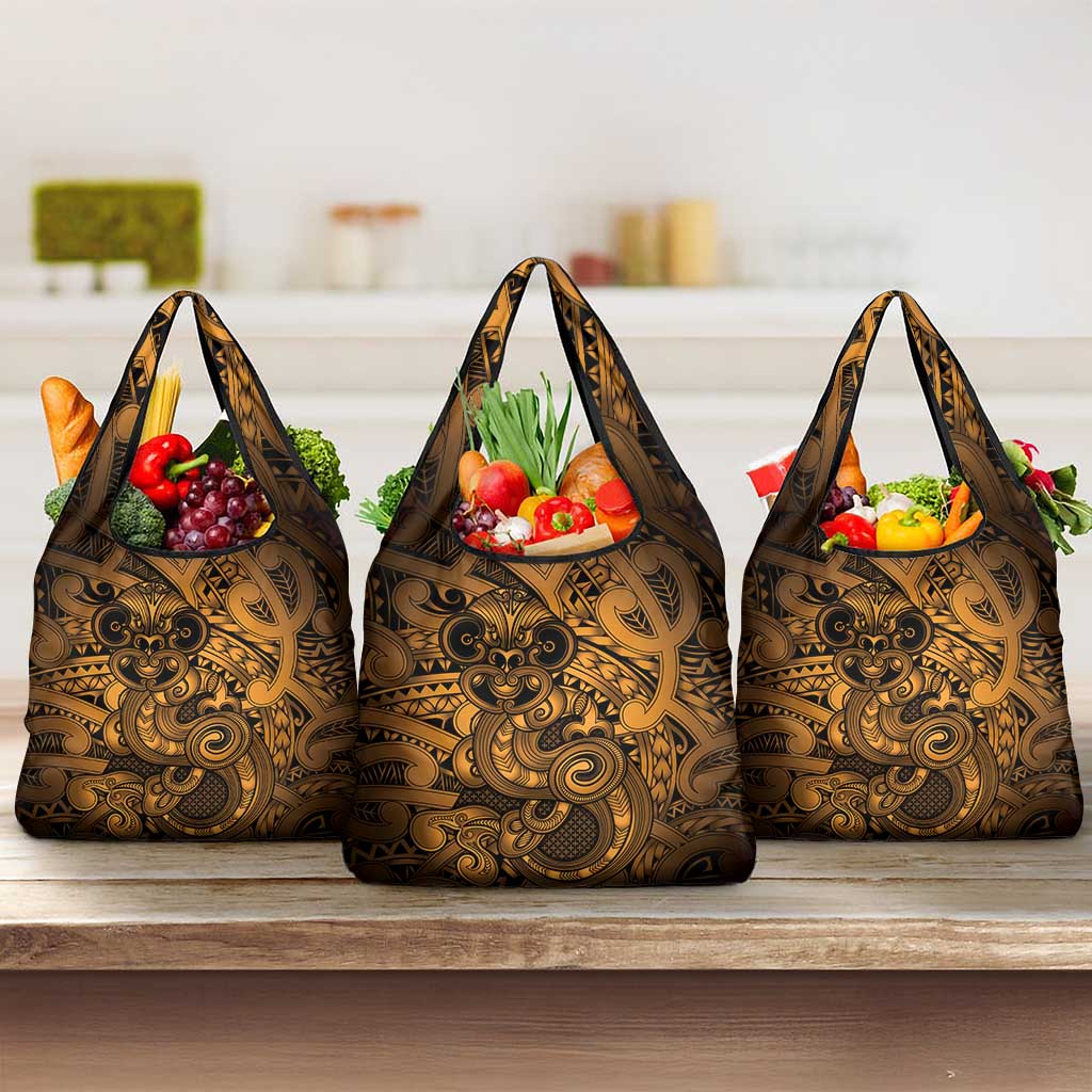 Aotearoa Maori Hei Tiki Grocery Bag Koura Kowhaiwhai Puhoro Motif
