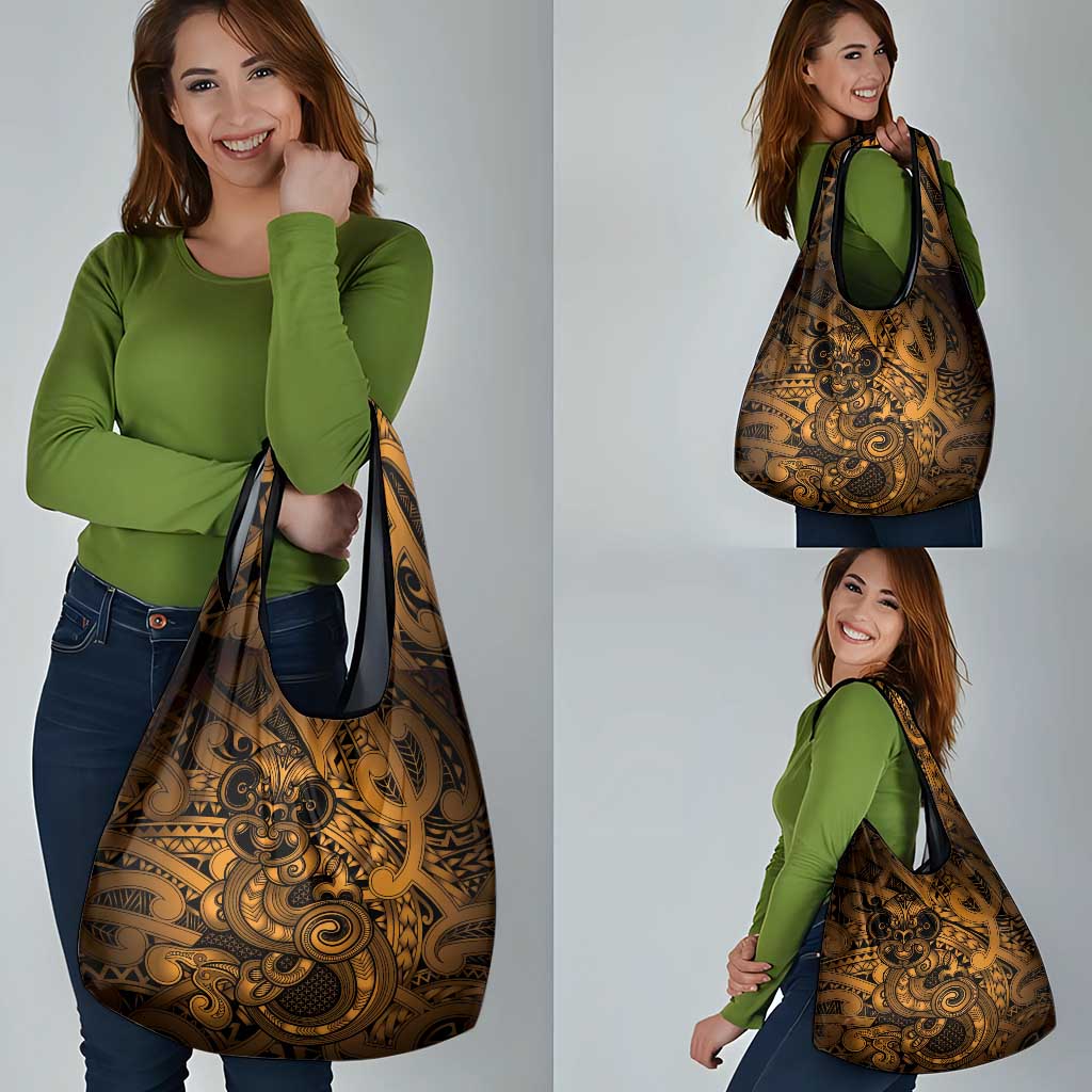 Aotearoa Maori Hei Tiki Grocery Bag Koura Kowhaiwhai Puhoro Motif