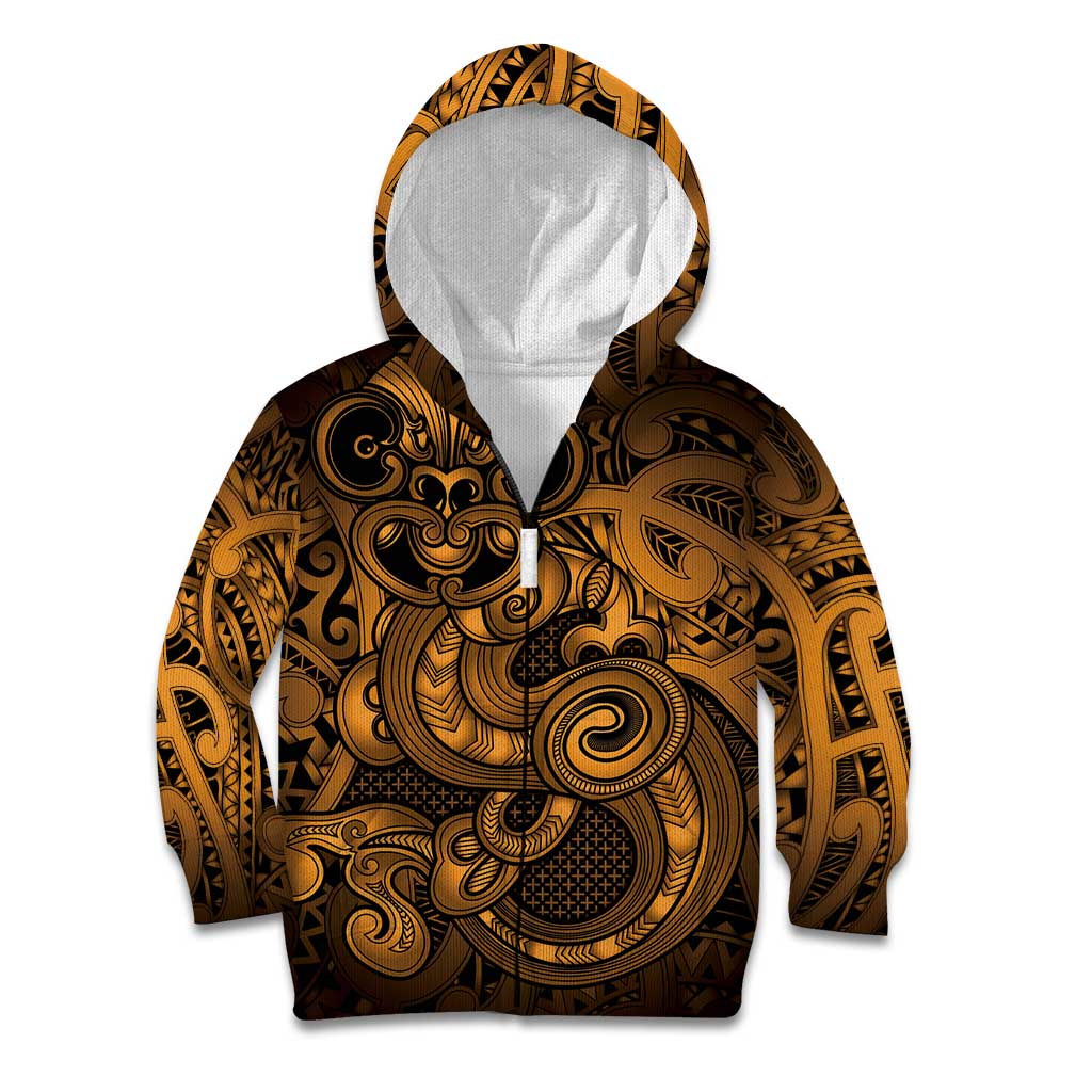 Aotearoa Maori Hei Tiki Kid Hoodie Koura Kowhaiwhai Puhoro Motif