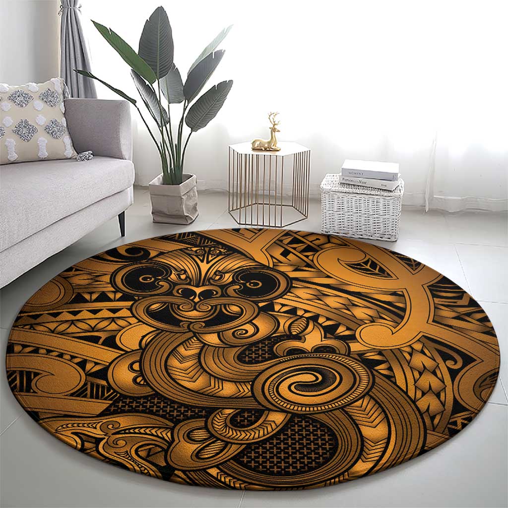 Aotearoa Maori Hei Tiki Round Carpet Koura Kowhaiwhai Puhoro Motif