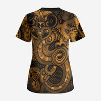 Aotearoa Maori Hei Tiki Scrub Top Koura Kowhaiwhai Puhoro Motif