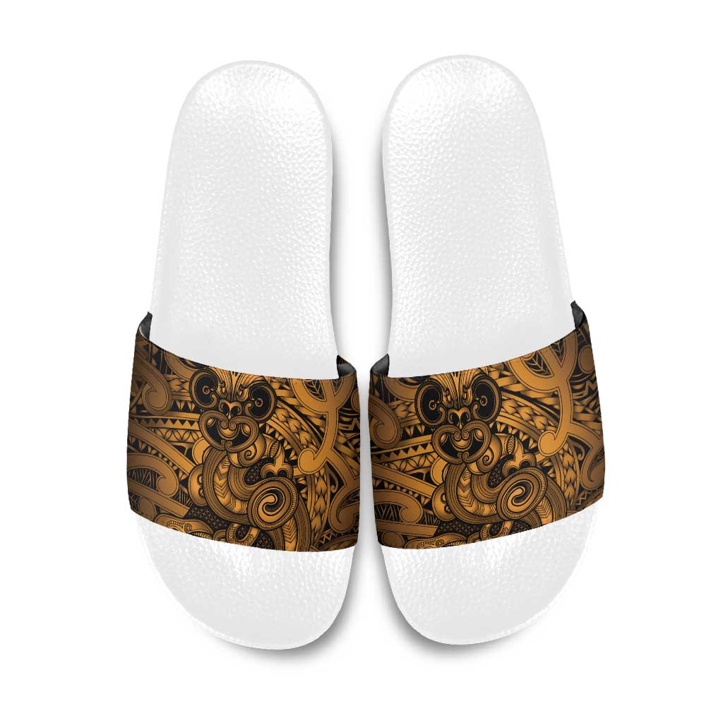 Aotearoa Maori Hei Tiki Slide Sandals Koura Kowhaiwhai Puhoro Motif