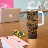 Aotearoa Maori Hei Tiki Tumbler With Handle Koura Kowhaiwhai Puhoro Motif