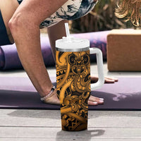 Aotearoa Maori Hei Tiki Tumbler With Handle Koura Kowhaiwhai Puhoro Motif
