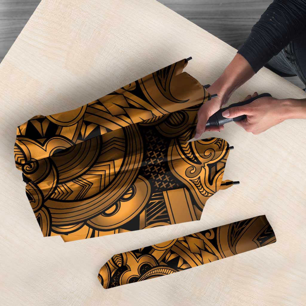Aotearoa Maori Hei Tiki Umbrella Koura Kowhaiwhai Puhoro Motif