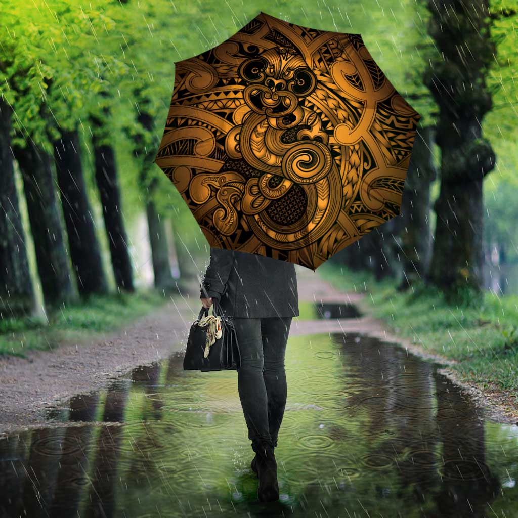 Aotearoa Maori Hei Tiki Umbrella Koura Kowhaiwhai Puhoro Motif