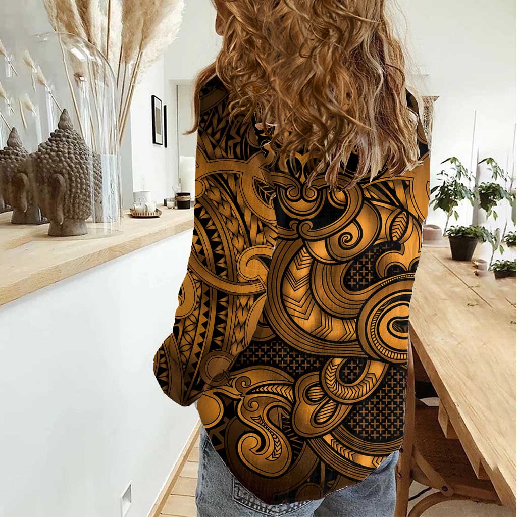 Aotearoa Maori Hei Tiki Women Casual Shirt Koura Kowhaiwhai Puhoro Motif LT9 - Polynesian Pride